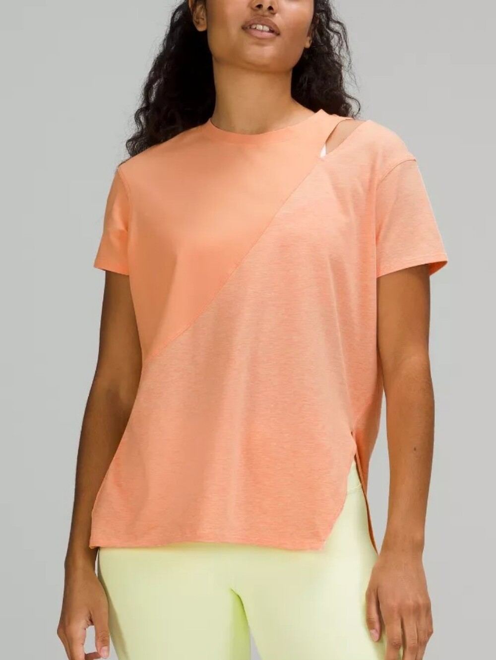 Lululemon Womens Malibu Peach Heathered Pink Sorbet LA Relaxed Tee Size 6